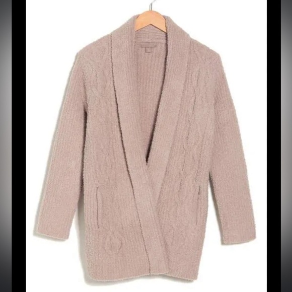 Barefoot Dreams Light Pink Cozy Open Cable Cardigan - Picture 2 of 7